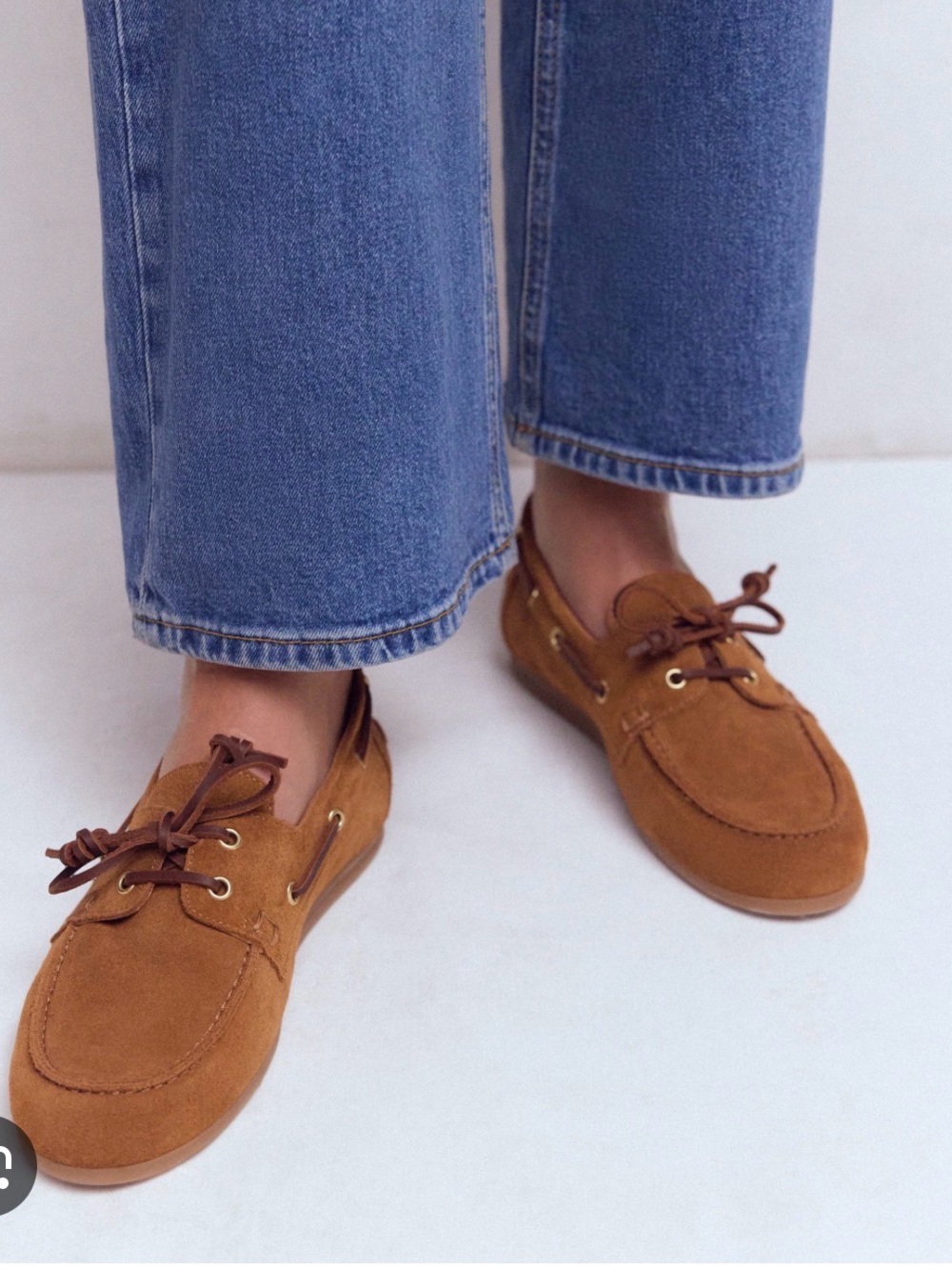Boden Suede Boat Shoes in Cognac Brown